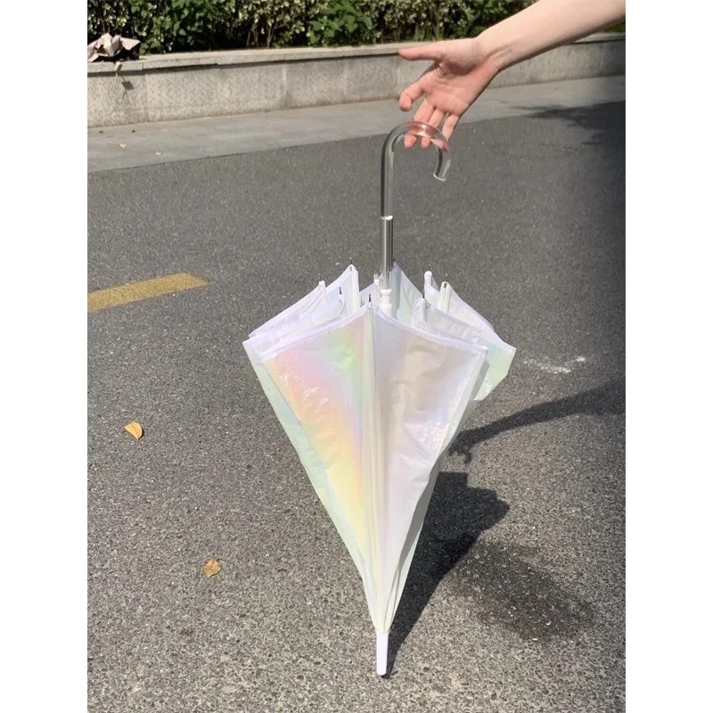 High End Stylish Long Handled Umbrella Women Foldable Suitable Both Sunny Rainy Days Oversized Trendy Solid Color Handle