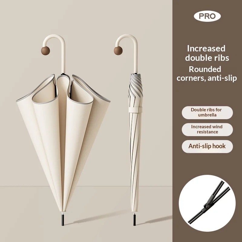 Japanese Style Long Handled Business Gift Advertising Umbrella for Women Fresh Simple Rounded Corners Safe Straight Pole