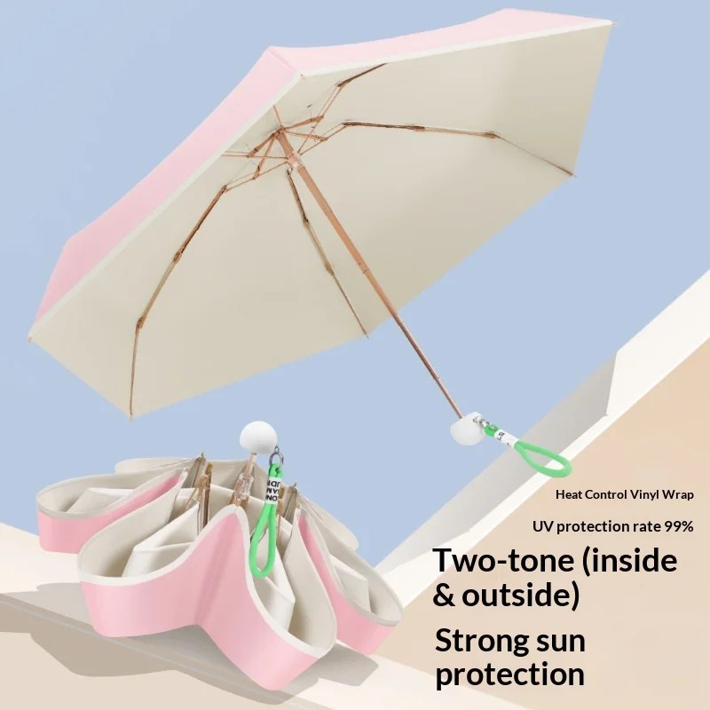 Customized Five Fold Color Glue Advertising Umbrella with Anti UV Sunscreen Fresh Style Business Gifts Logo