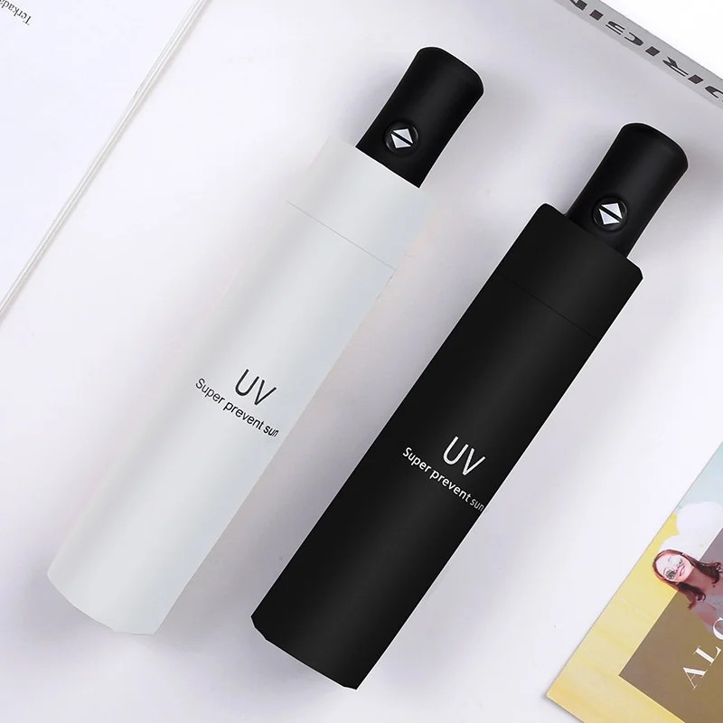 Rain Sunshine Dual Use Three Fold Thick Black Glue Advertising Umbrella UV Proof Sunshade Customized Logo Automatic Opening 8