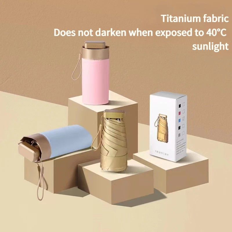 Manual Sun Umbrella UV Resistant Flat Six Fold Design Titanium Alloy Gift Box Custom Made Foldable for Outdoor Use