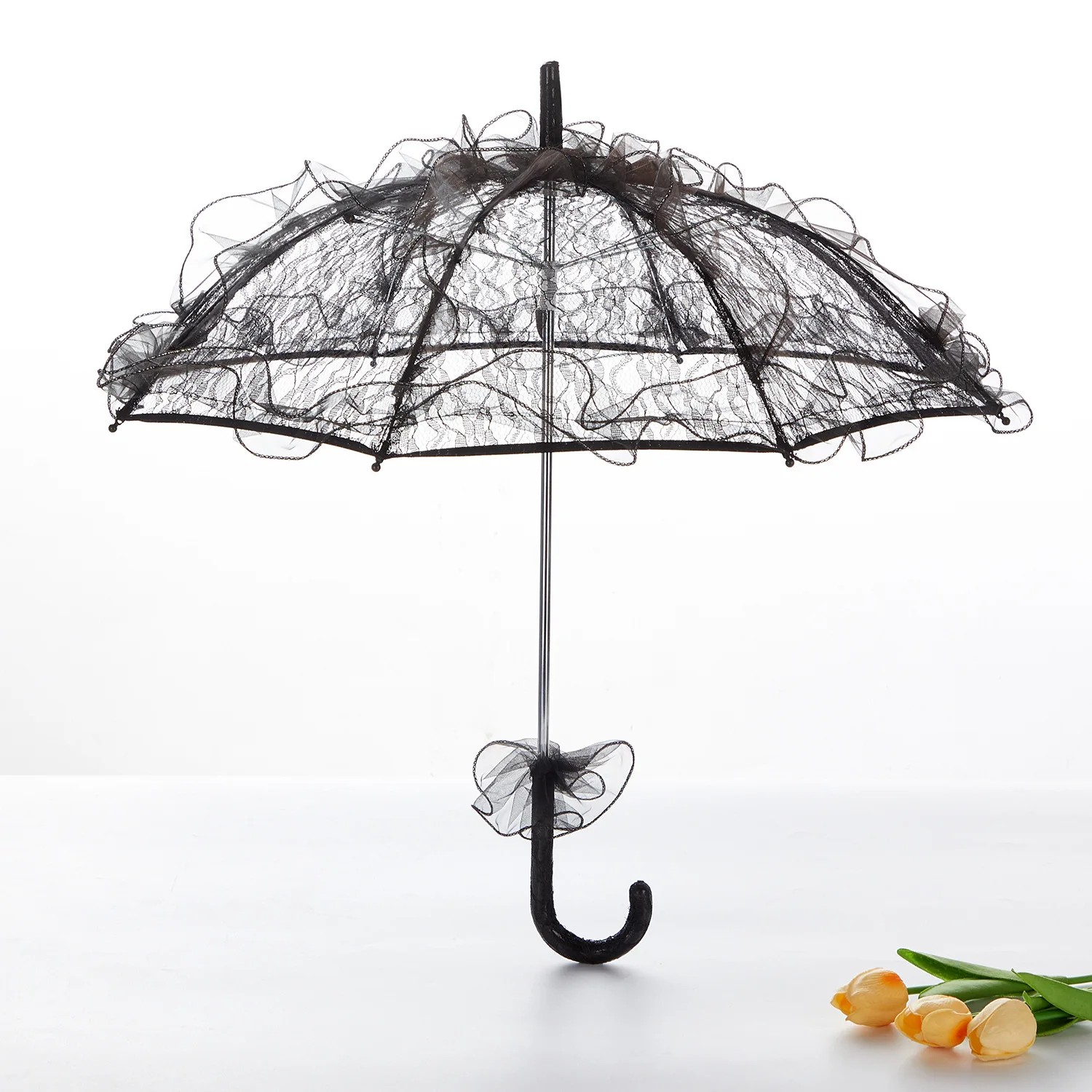 Foreign Trade Craft Small Lace Manual Wedding Flower Girl Parasol Umbrellas Dancing European Style Solid Color Woven Umbrella