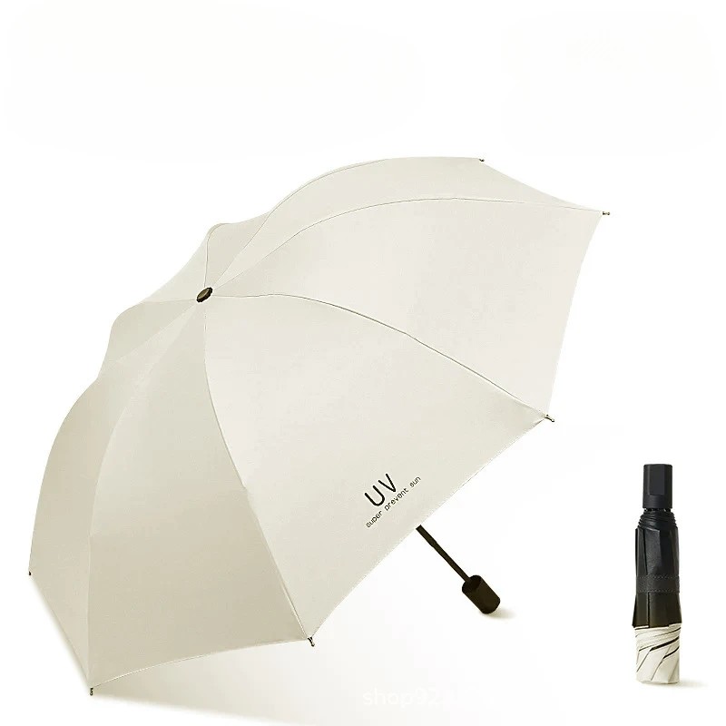 3 Fold Outdoor Advertising Gift Umbrella Black Coating Sun Protection Folding Umbrella Customizable Logo Pattern Wholesale