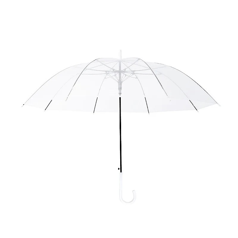 Thickened Transparent Umbrella with Reinforced Anti-wind Long Handle Custom-made Automatic Solid-color Advertising Umbrella Gift
