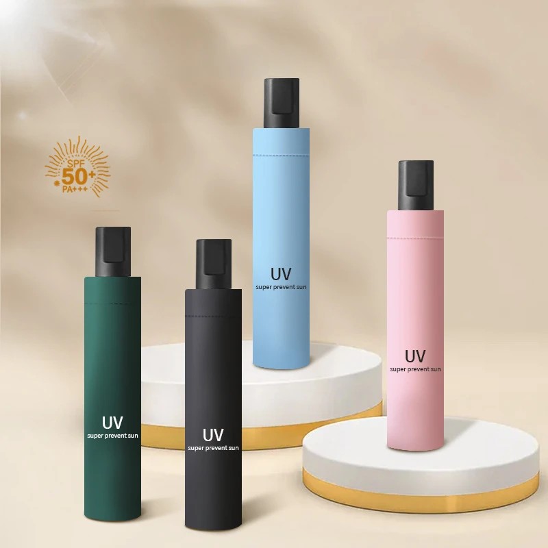 UV Resistant Black Sun Umbrella Suitable for Sunny and Rainy Weather with UV protection Women's Folding Available