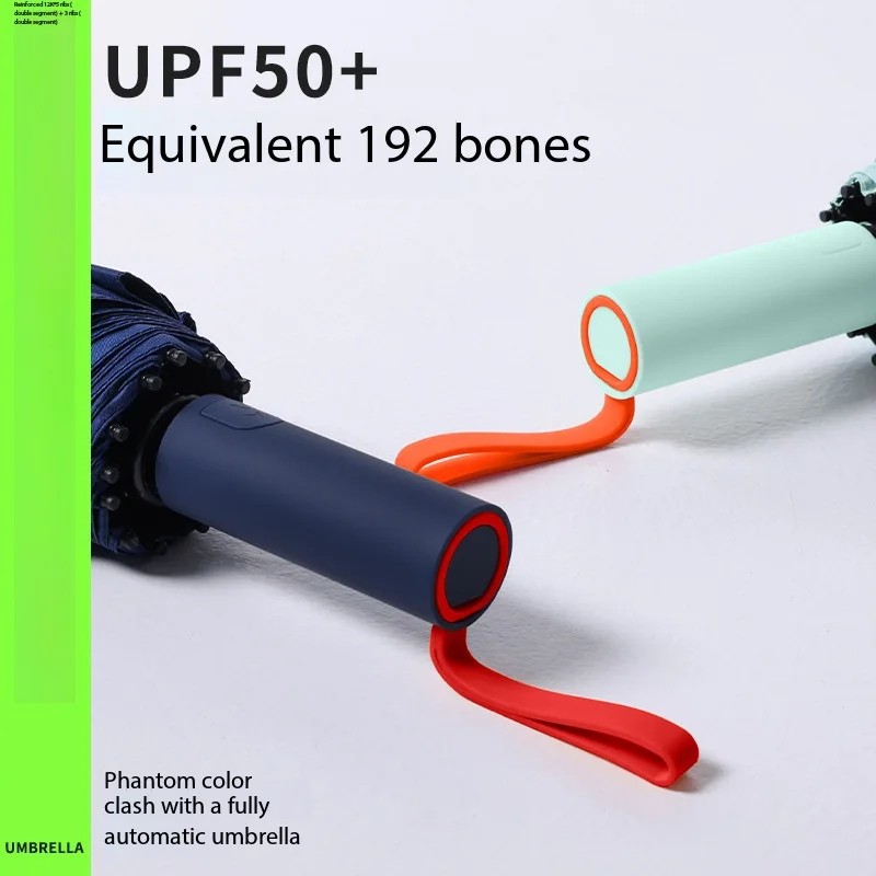 192 Bone Fully Automatic Umbrella - Large Size - Wind-resistant, Sun-proof, Shade-providing, Suitable for Both Sunny and Rainy