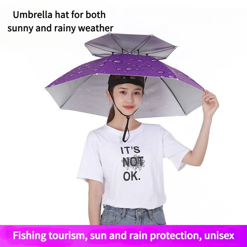 Hat Style Umbrella Head Mounted Rain Summer Provides Rain protection and Sun Shade Outdoor Fishing Umbrella Hat Style