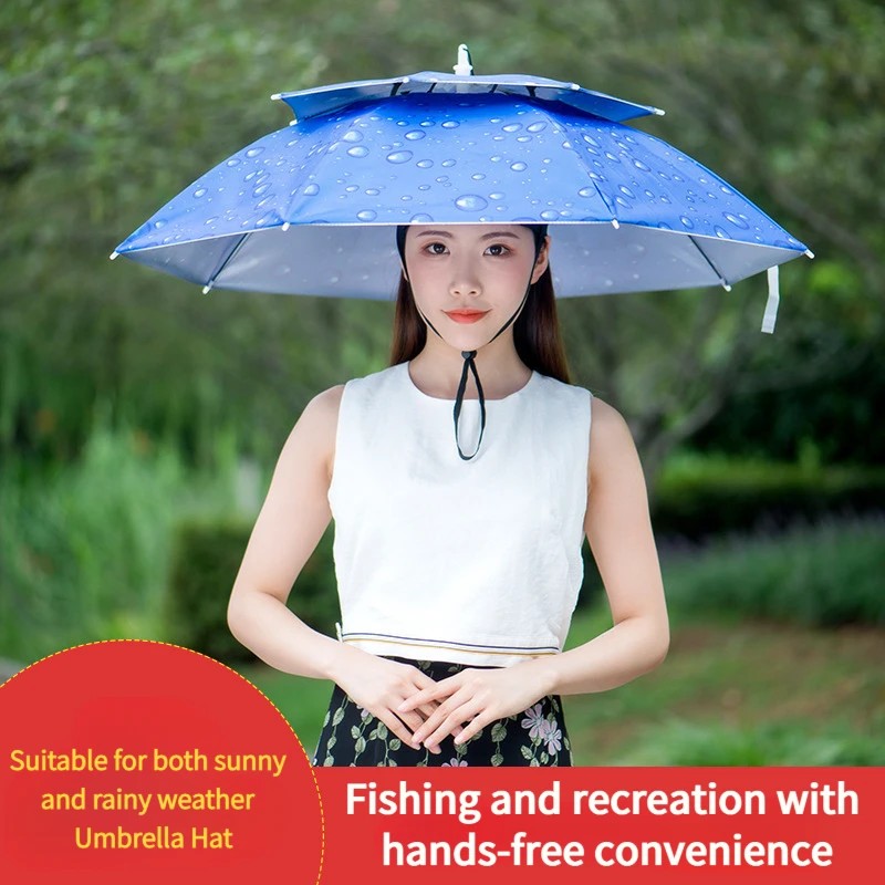 Large Double Layer Umbrella Hat Windproof Breathable Head WornBulk Wholesale Durable Sun Protection Umbrella Sunshade Hat