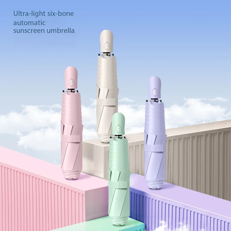 New ultra Light Six Bone Automatic Umbrella Umbrella Rain Umbrella Sun Umbrella Folding Umbrella Female Senior Sense