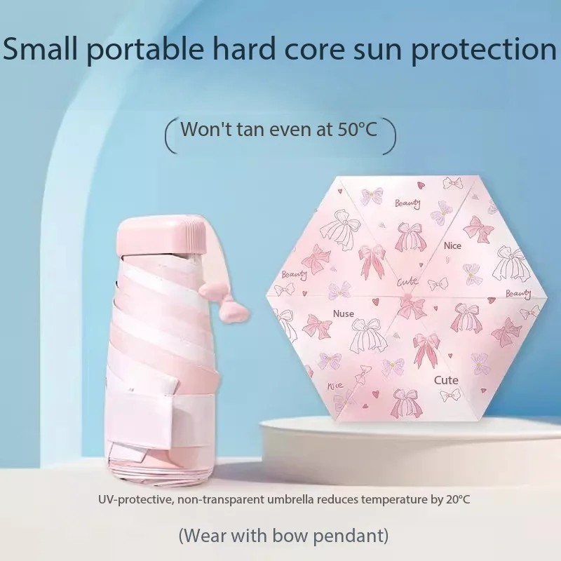 New butterfly Pendant, Five-fold Card,sun protection and Shade Umbrella, All-weather Folding Umbrella, Manual Umbrella