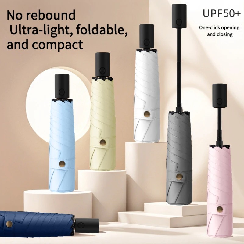 Jie Jie Shou Ultra  Feather Umbrella 6 Rib Automatic Ultra Light Feather  UV Protection Sunshade Sunscreen Black Coating