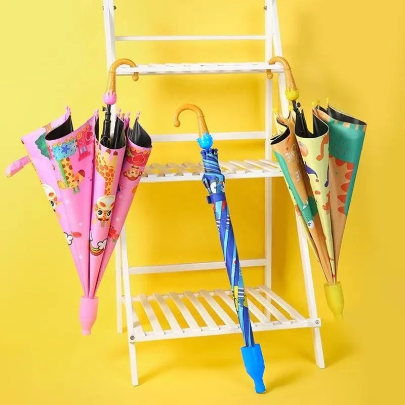 Cartoon Straight Handled Ice Cream Umbrella Waterproof Cover Kindergarten Umbrella Both Rain Shine Primary School Student Vinyl
