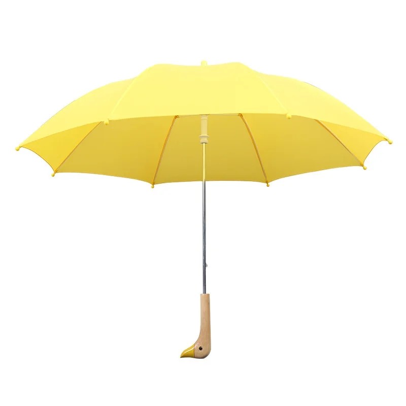 New Cartoon Children's Waterproof Umbrella Cute Long-Handled Student Umbrella with Little Yellow Duck Handle and 8 Ribs