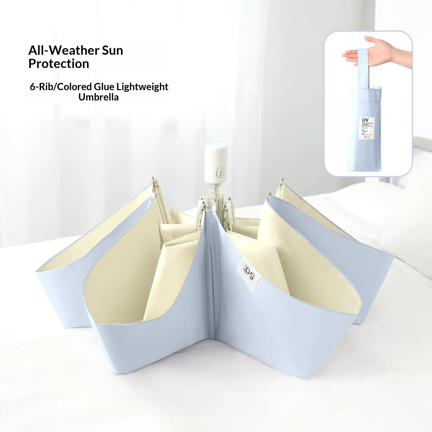 Ultra-light Women's Casual Sun Umbrella UV Protection Compact Portable Automatic Opening Polyester Fiber All-Weather Business