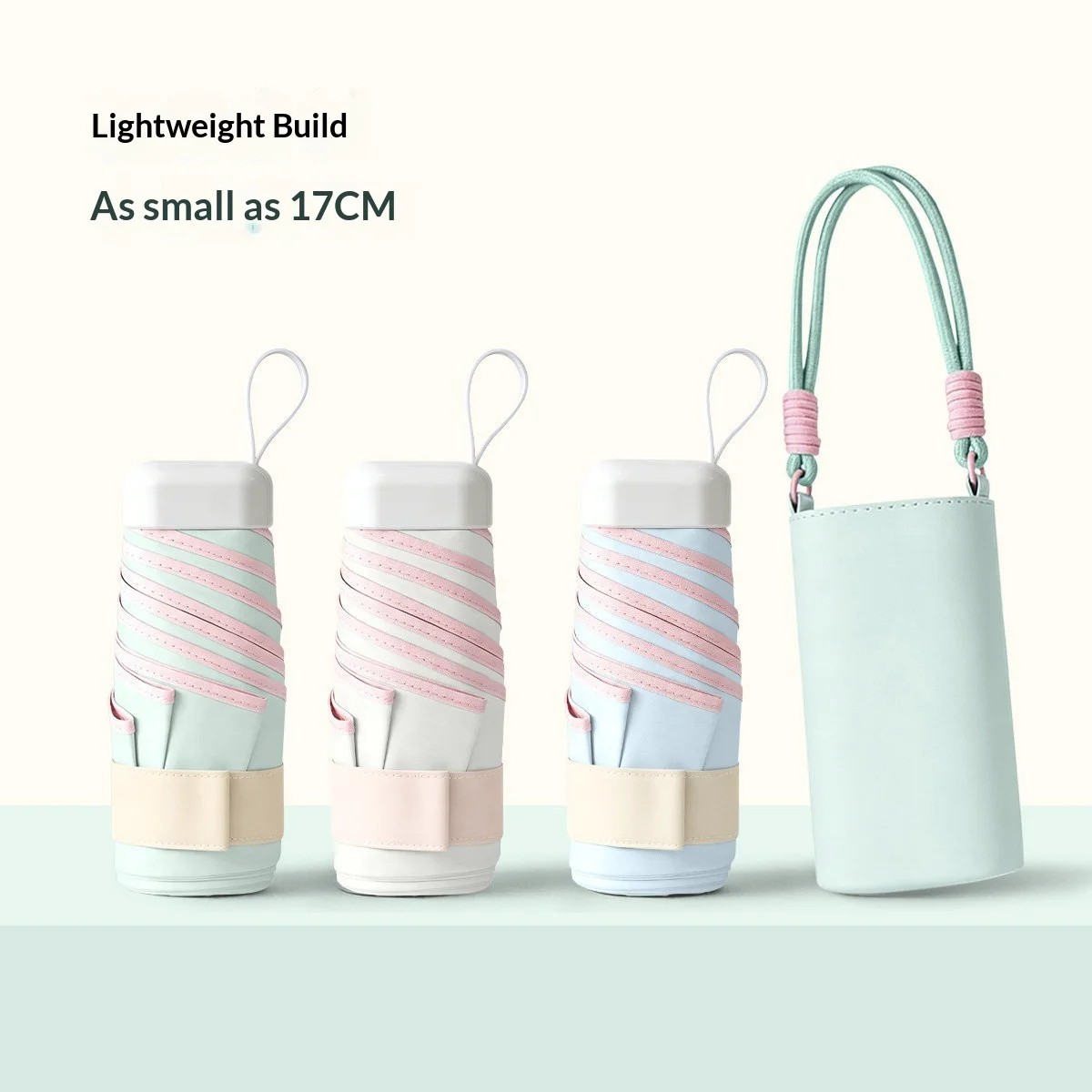 Five-Folding Super Sun Protection Manual Girls Two-Way Rain Sunshine Umbrella Compact Portable Pocket Size Minimalist Design
