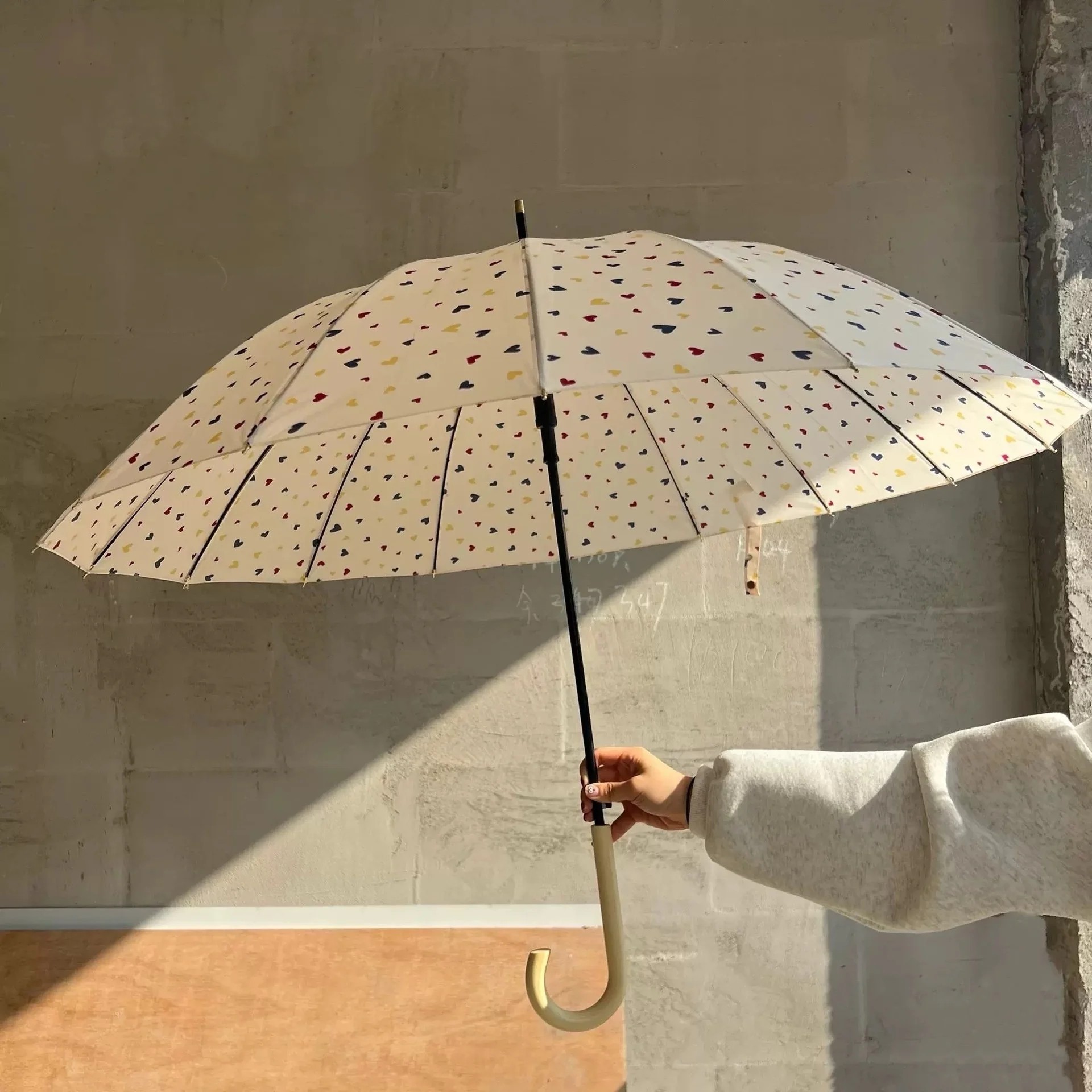 New Style Shaped Vintage Design UV Protection Dual Use Sun & Rain Women's Long Handle Advertising Umbrella
