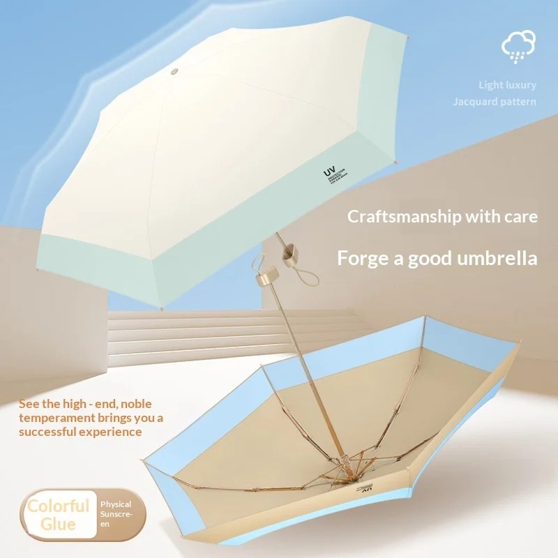 Compact and Portable Manual Minimalist Gold Handle Sunscreen UV protection UPF50+ Dual-use Business Promotional Gift Umbrella