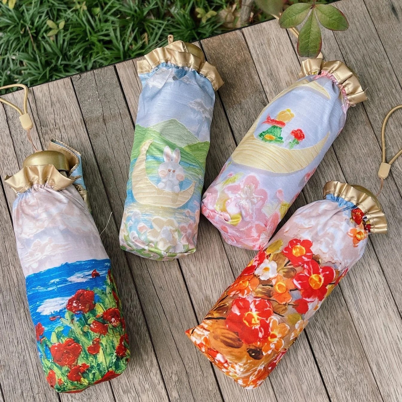 Sun Umbrella Mini Parasol Sunny Rainy Dual Use Compact Portable Five Fold Sun Protection Capsule Umbrella Cute Design Hanging