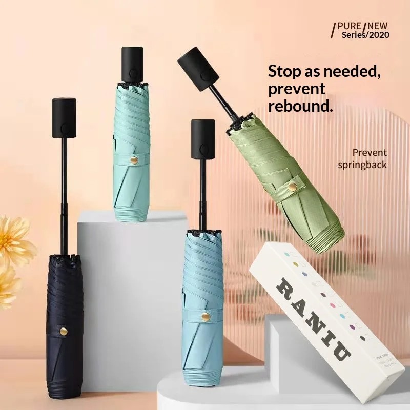 Ultra-light Women's High-End Fully Automatic Umbrella UV Protection Sunshade Rainproof Black Glue Handle Business Gift Option