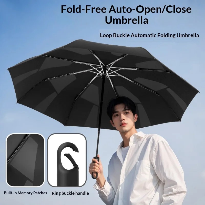Fully Automatic Easy-fold 8-bone Umbrella 3 Fold-free Patch Umbrella Wholesale Dual-use Sun Rain Custom logo Umbrella