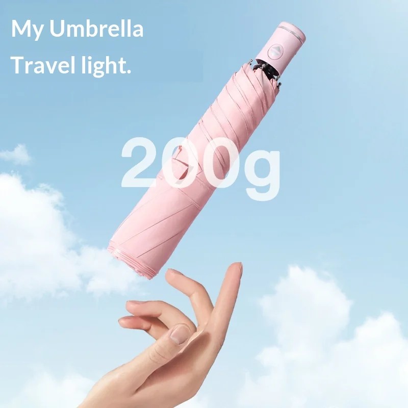 Customized Color-coordinated Handle Engraving Ultra-light Manual Colored Rubber Feather Sunshade Umbrella UV protection Umbrella