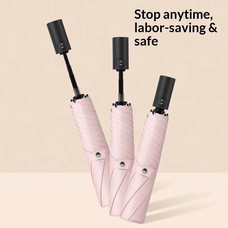 Ultra-light Aluminum Feather Fully Automatic Large Size Retractable Anti-Rebound High-End Sun Protection 6 Ribs Women Umbrella
