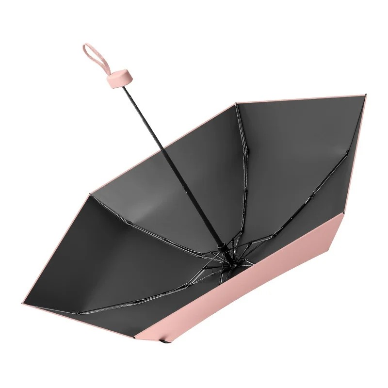 Mini Manual Sunscreen 50+ UV Protection 6 Ribs Capsule Umbrella for Sunny & Rainy Use Foldable with High End Feel for Women