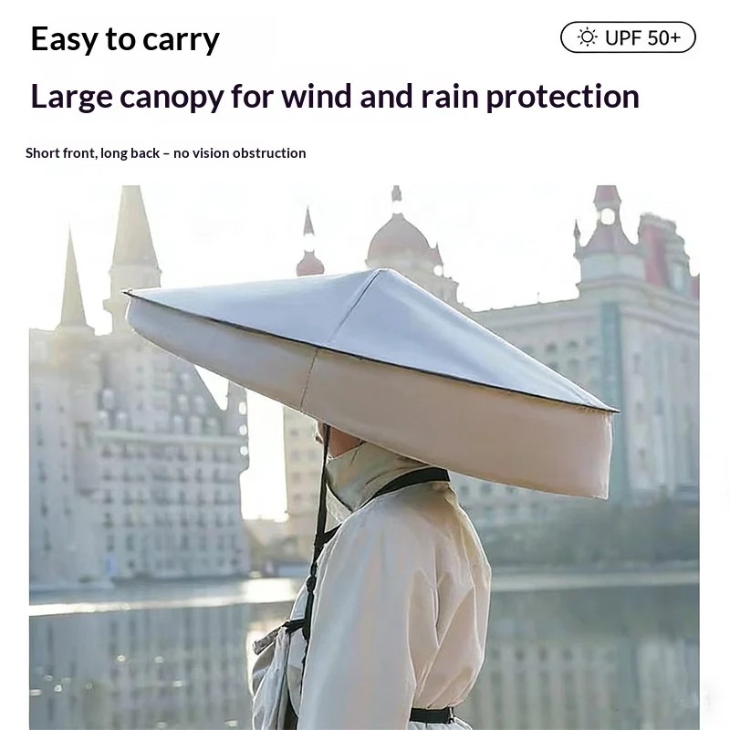 Head Mounted Umbrella Hat Princess Elsa Design Sunscreen Sunshade Fishing Dual Use Portable Folding Free Your Hands