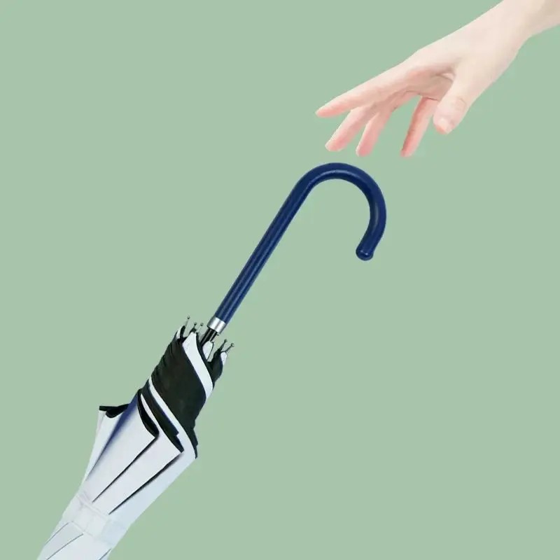 Large Long-handle Morandi Umbrella, Dual-use for Rain & Sun, Solid Color Black Coated Sun Umbrella, UV Protection