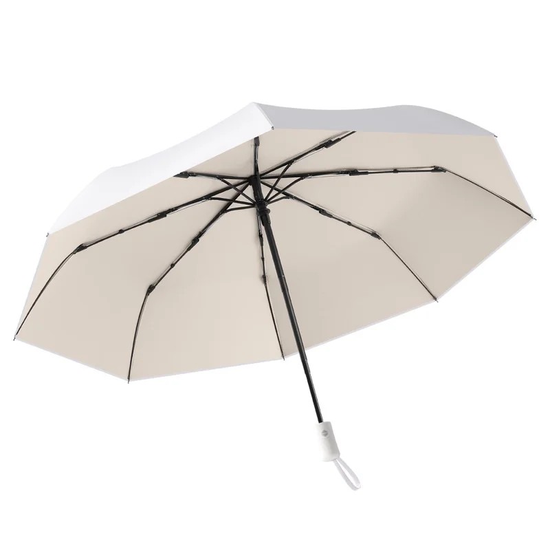Silver Double Layer Minimalist Design Manual Folding Sunscreen Anti UV Sunny Rainy Dual Use Business Gift Women's Men's Umbrella