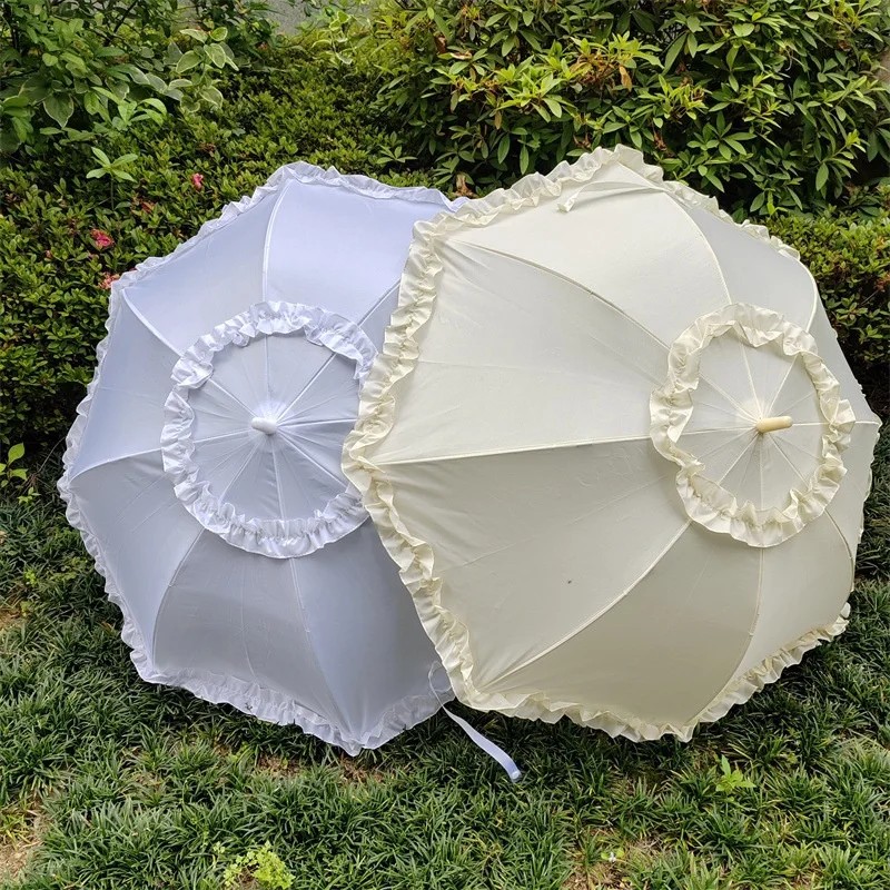 Lolita Craft Umbrella Embryo Korean Style Fresh Retro Student White Lace Edge Photo Props Dance Decoration
