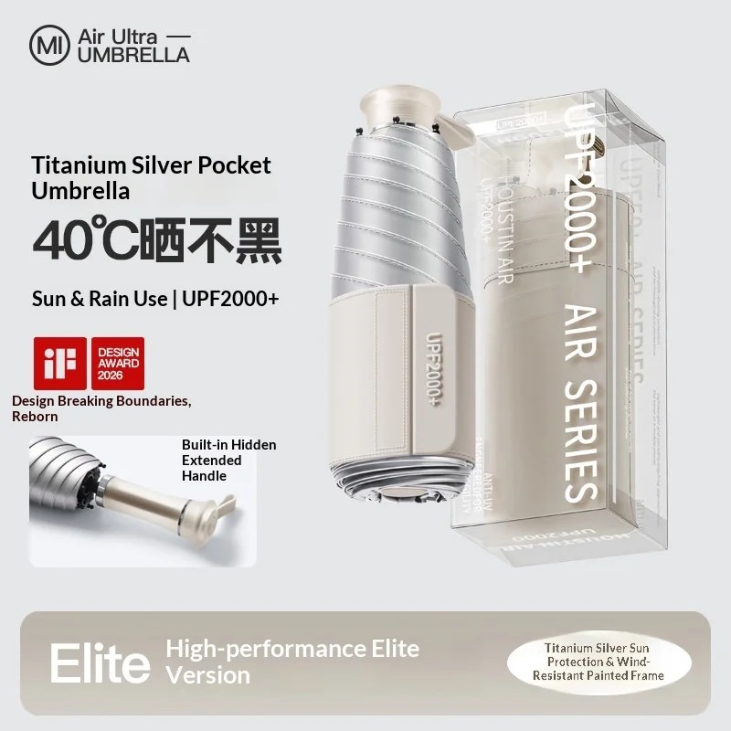 Manual Silver Sunscreen Retractable Handle 50% Dual-use Sun Rain Protection UV Protection Folding Women's Sun Umbrella UPF200+