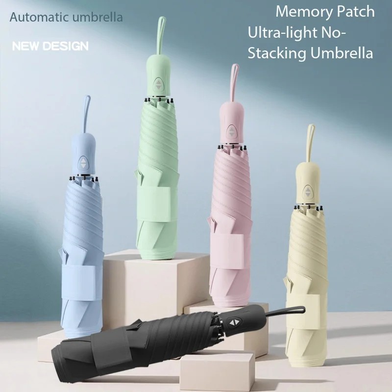 Three Fold Manual Control Ultra Light Sunshade Umbrella Memory Patch Small Fresh Sunlight Rain Dual Use Modern Design for Travel
