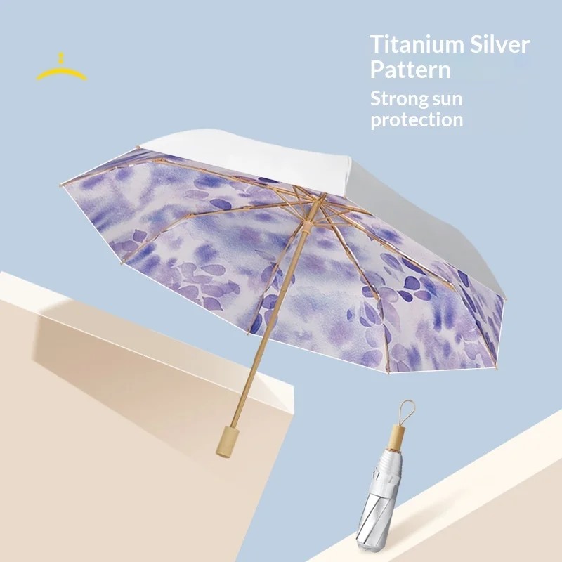 8 Bone Minimalist Aluminum Silver Coated Sunscreen Sunshade Umbrella Modern Simple Business Gift Girls UV protection Umbrella