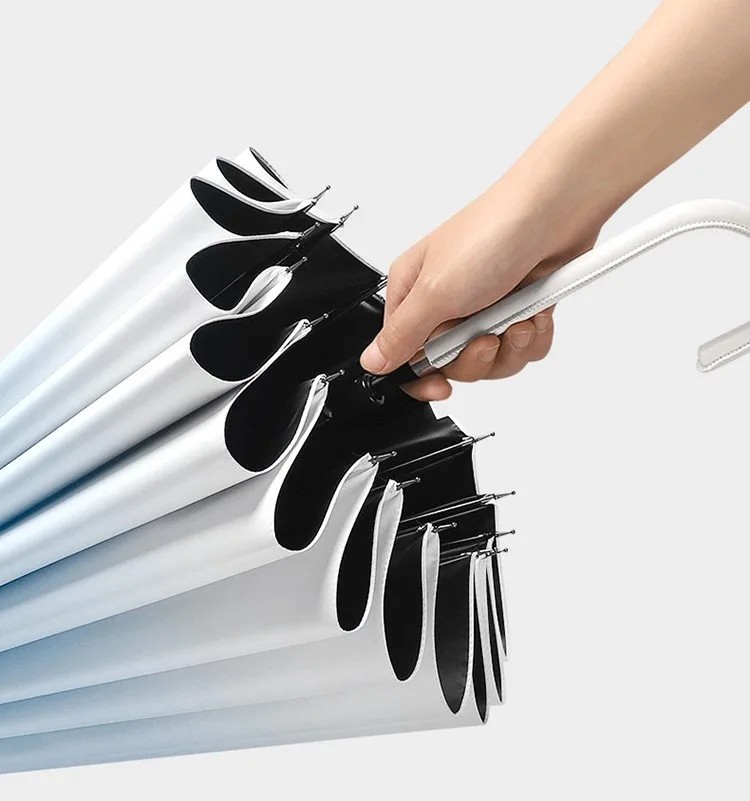 Straight Rod Fresh Style Gradient Sun Umbrella UV Protection Dual-Use Black Coating Women's Sunshade Rain Umbrella with Logo