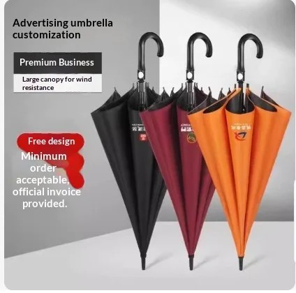 Golf Umbrella Full Fiber Straight Shaft Semi Automatic Long Handled Sunshade Enhanced Wind Resistance Business Gift Promotional