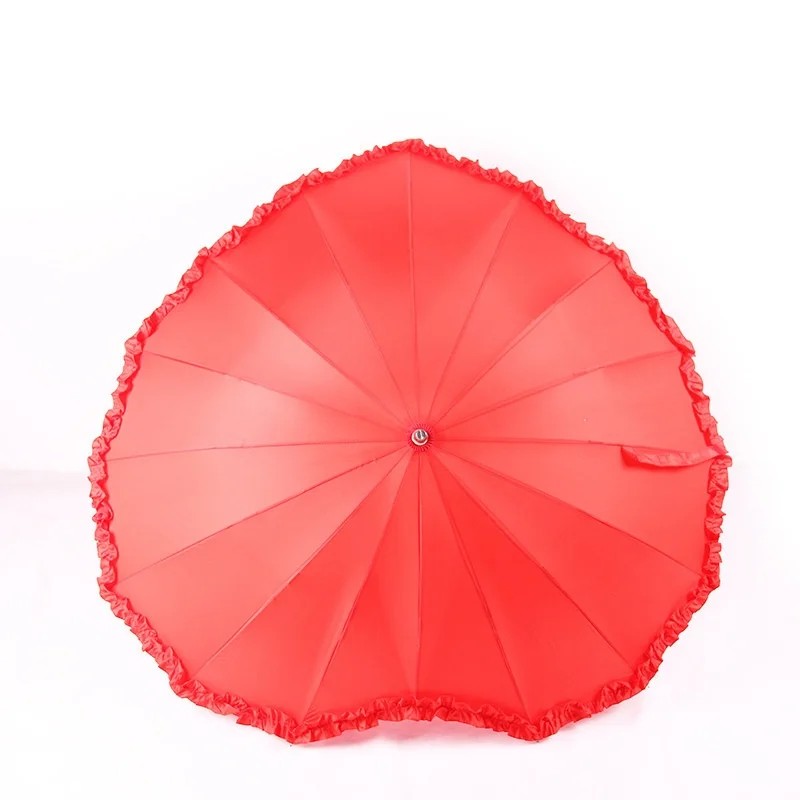 Factory Direct Sale Bridal Embroidered Lace Wedding Umbrella Chinese Style Long Handle Manual 16 Ribs UV Protection