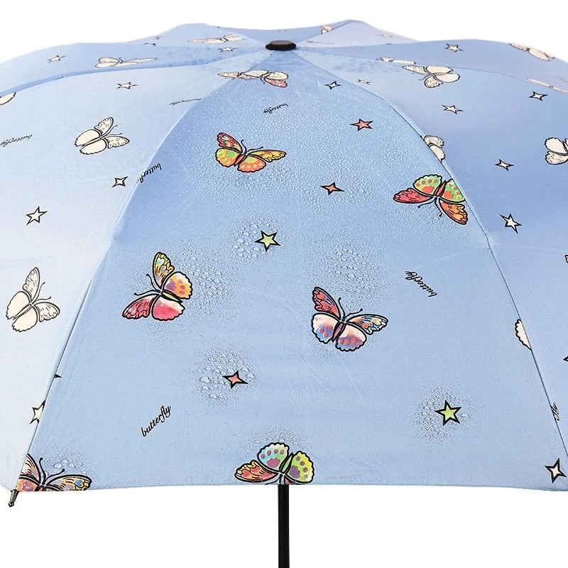 Creative Color-changing UV protection Collision Cloth Sunshade Umbrella Fresh Simple Foldable Manual 8 Dual-use Sun Rain