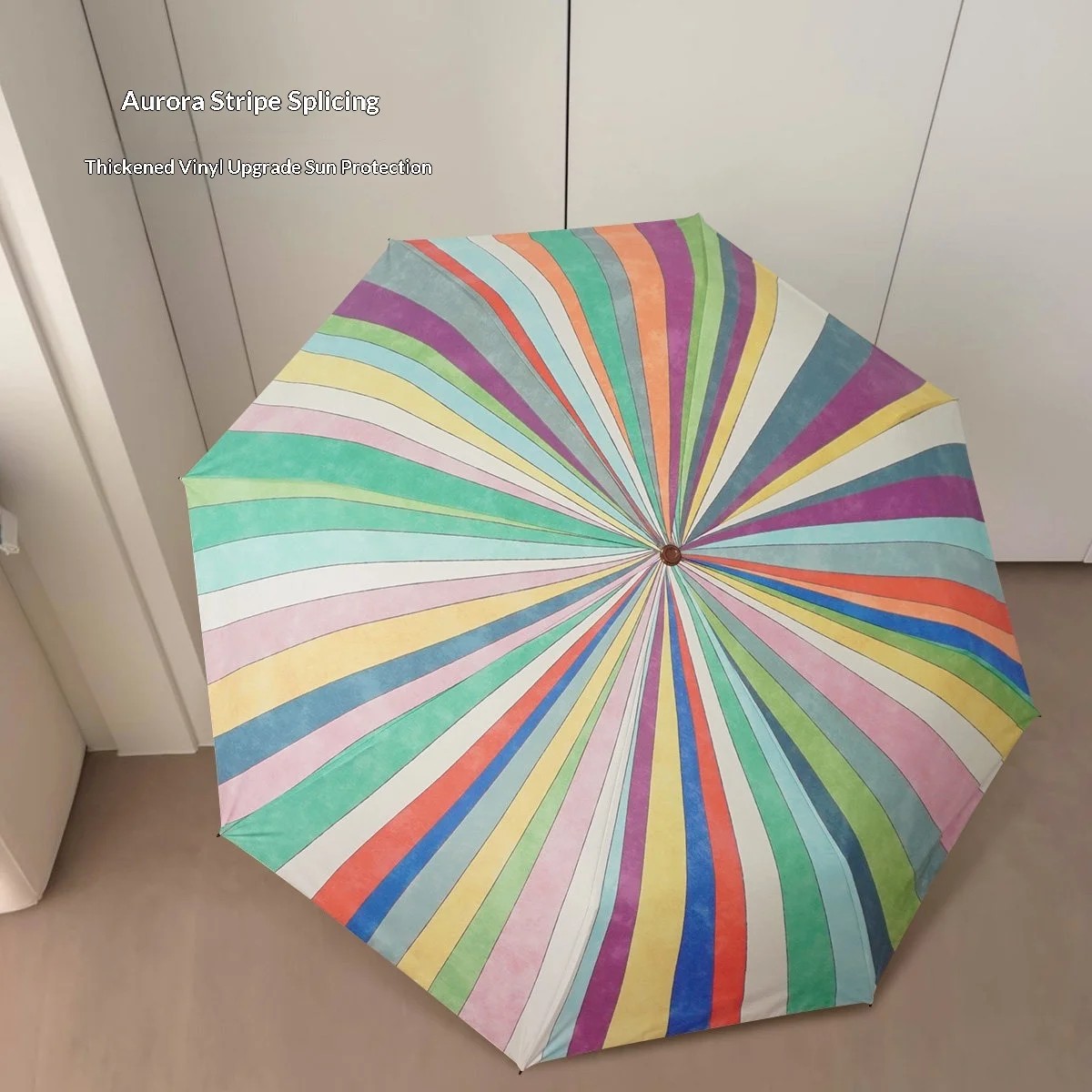 Women's Manual 8 Umbrella Both Rain Sun High Aesthetic Value Vintage Style Curved Handle Sun Protection Portable Foldable