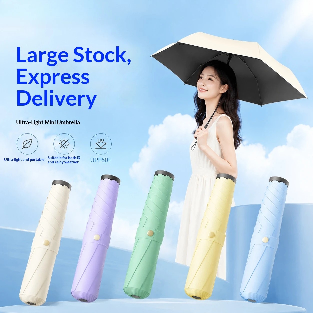 Ultra-light Carbon Fiber Three-Fold Sunshade Umbrella with UV Protection Dual-Use for Sun Rain Business Gift 139g Featherweight