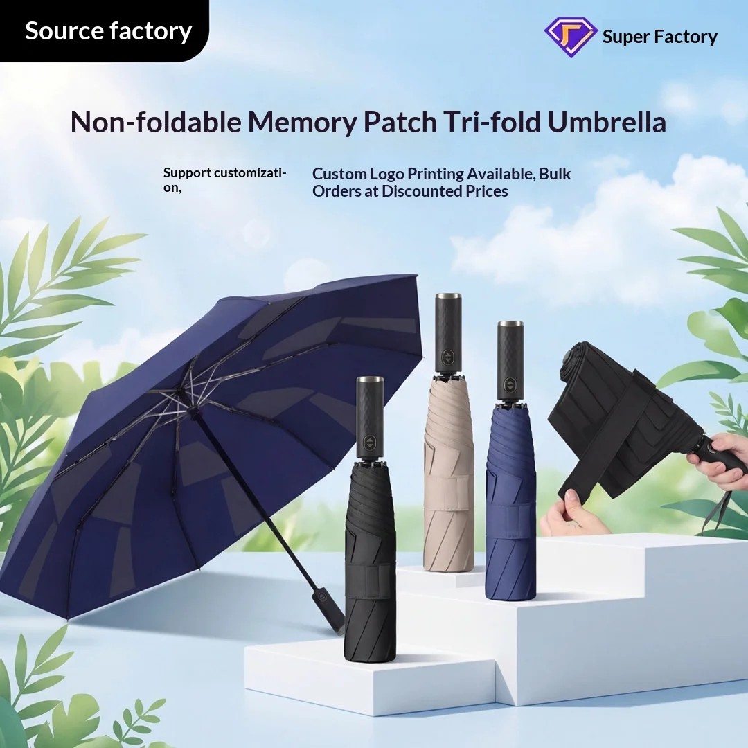 Fold-free Automatic Three-Fold 8-Bone Custom Advertising Business Umbrella UV Protection Creative Design for Sunny Rainy Days