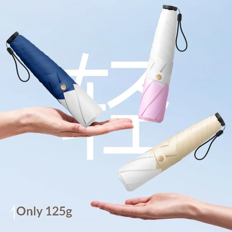 Ultra-light Feather Manual Foldable Umbrella Black-Coated Sunscreen Parasol for Women Dual-Use Sun & Rain Gift UPF Protection