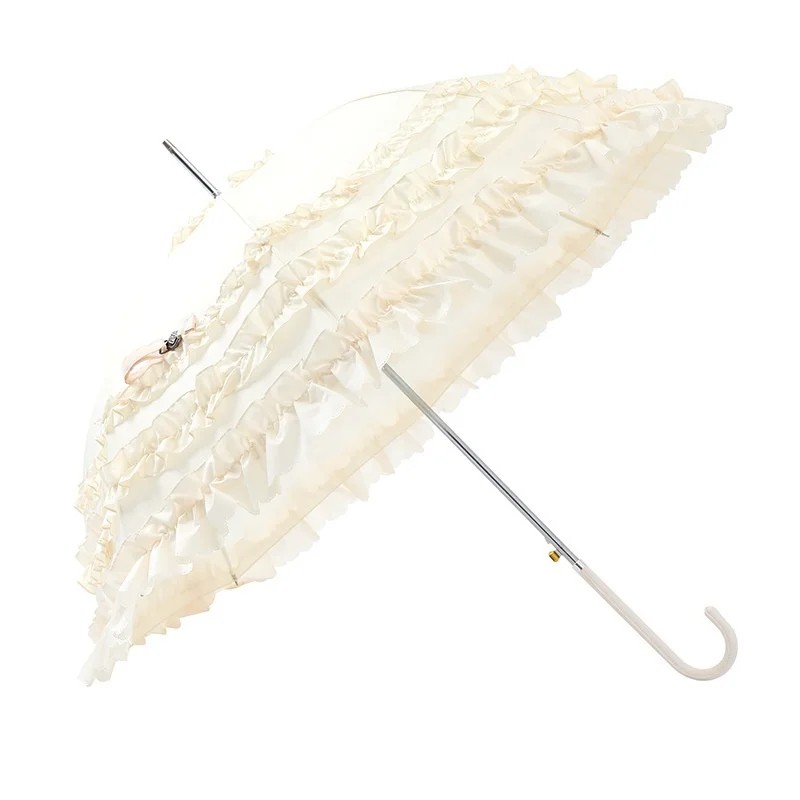 Lolita Sun Umbrella 8 Ribs Fully Automatic Lace Vintage Princess Style Cosplay Parasol for Women