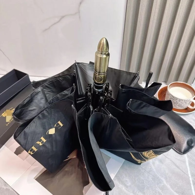 Trendy Light Luxury B Brand 8 Ribs Fully Automatic Black Coated Sun Protection Umbrella for Men Women Dropshipping Available