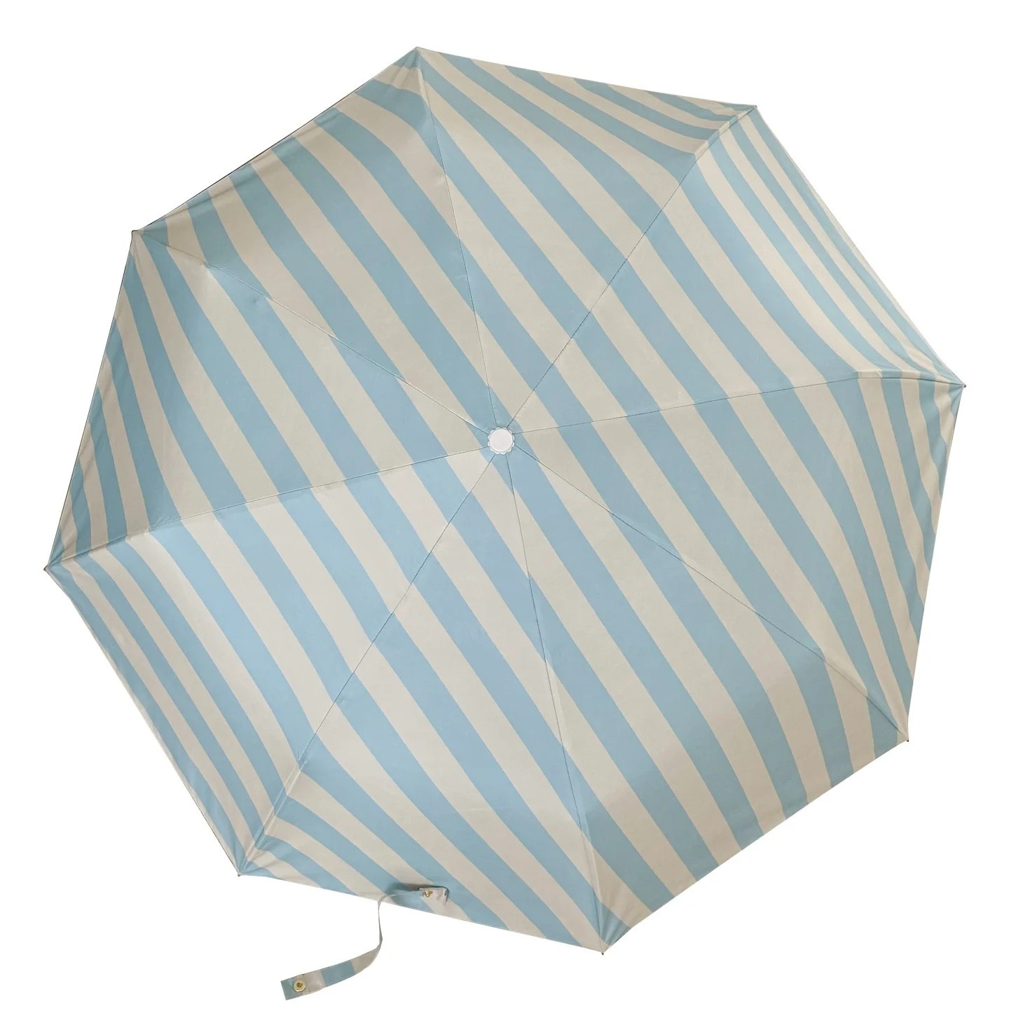 Korean Style Striped UV Protection Fully Automatic 8 Ribs Couple Folding Umbrella with Thickened Black Glue Straight Rod