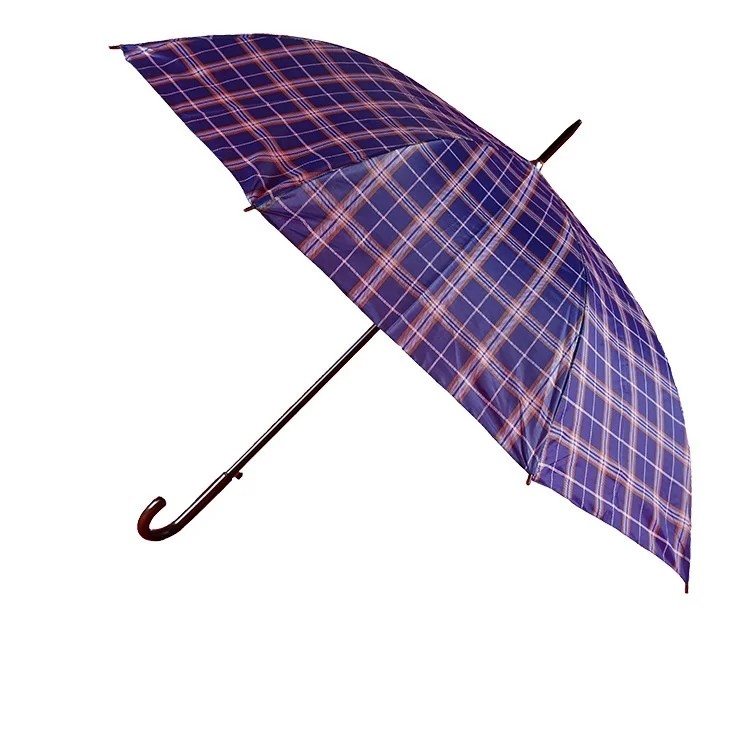 Classic Business Fashion Plaid Striped Straight Umbrella UV Protection Semi Automatic Opening for Street Stalls