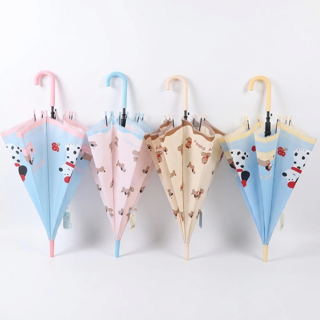 Stock Children's Dachshund Transparent Cartoon Long Handled Umbrella Rainproof Frosted Semi Automatic Full Print Style Ins Cute