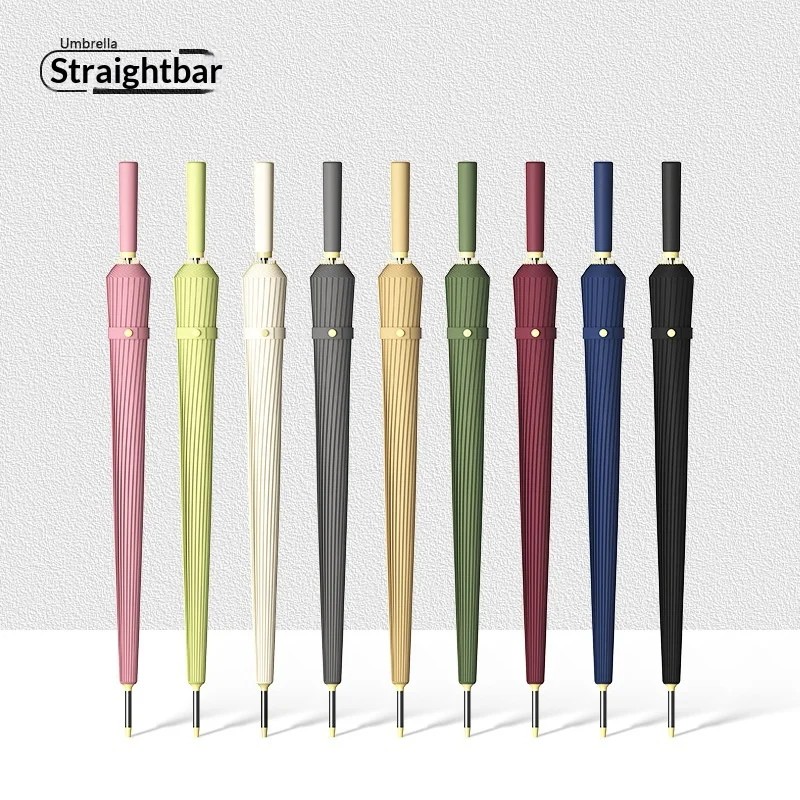 24 Ribs Semi Automatic Steel Collision Cloth Large Size Extra Large Factory Wholesale Straight Rod Long Handled Sunny Umbrella