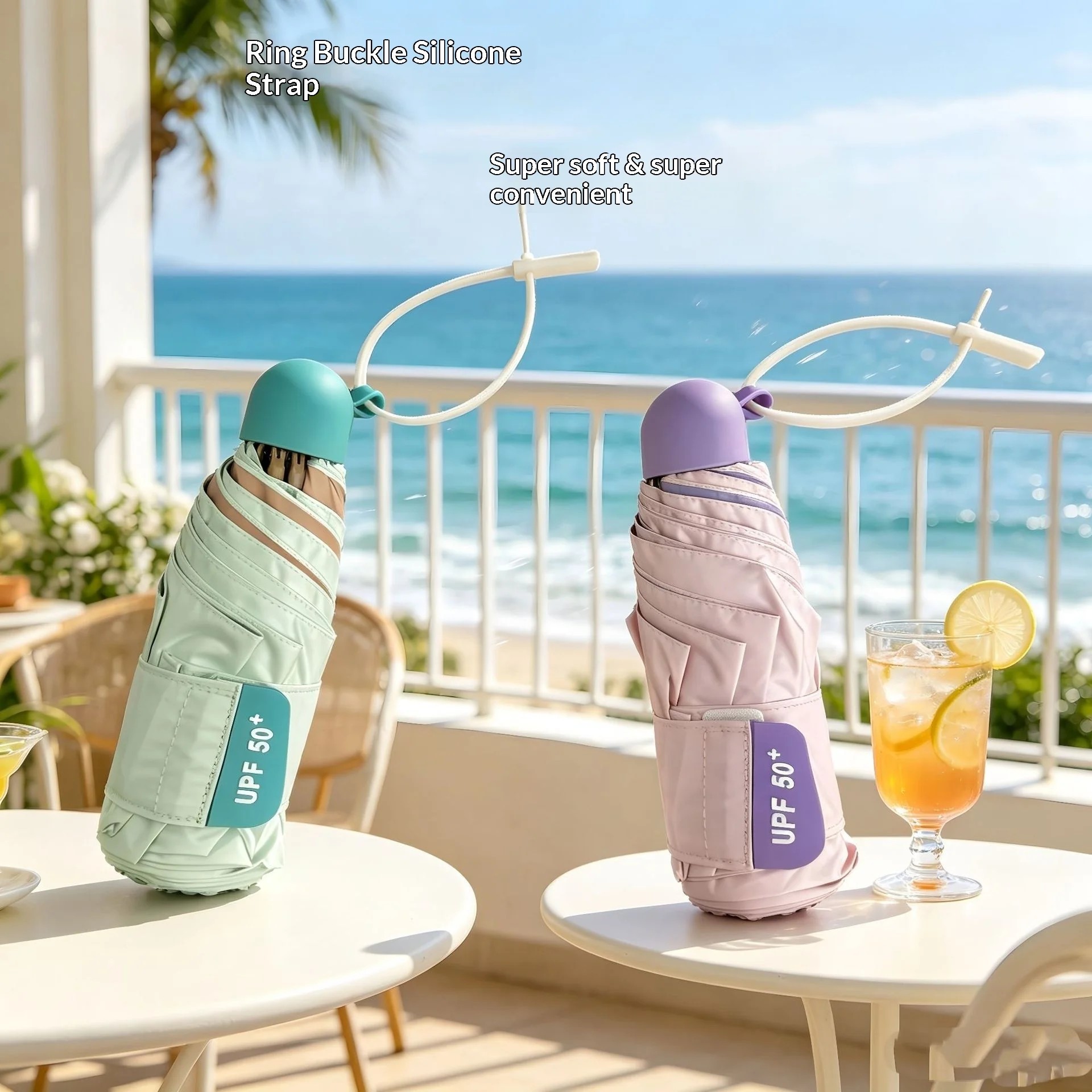 Five-folding Compact Portable Manual Women's Easy Fold Dual-Use Sun Rain Mini Pocket Umbrella with UV Protection Parasol