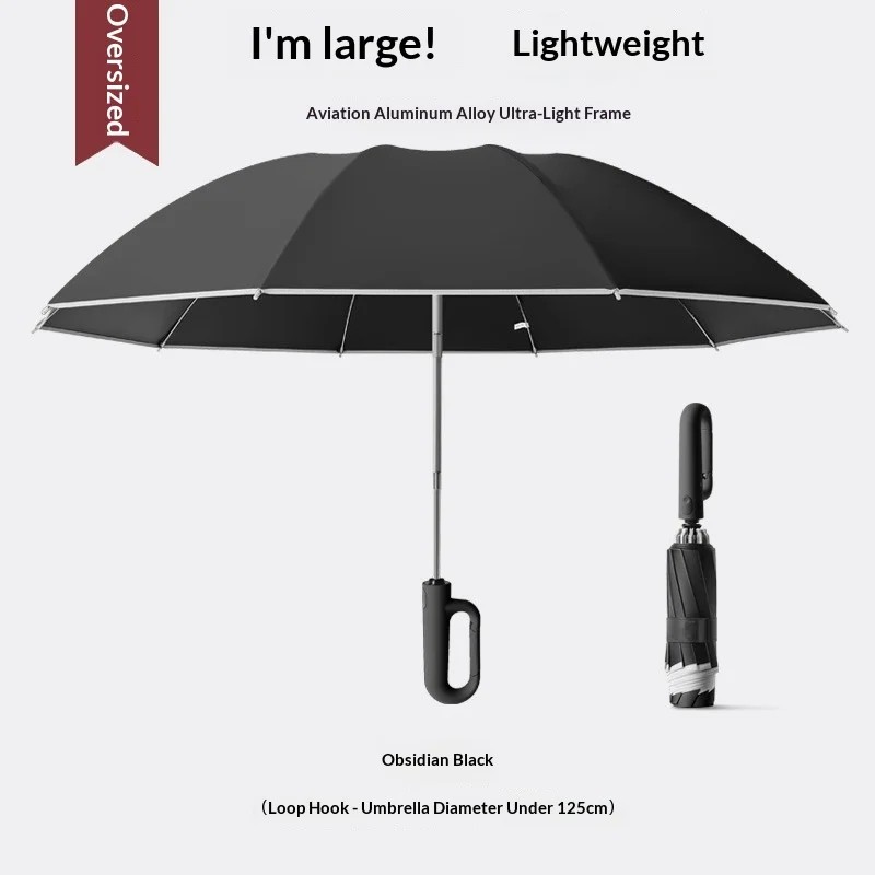 Ring Buckle Fully Automatic Portable Windproof UV Protection Advertising Gift Reverse Folding Umbrella Custom Logo for Men's